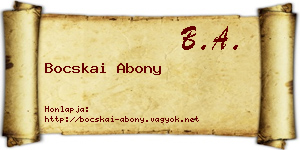 Bocskai Abony névjegykártya